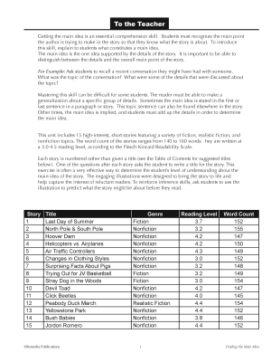Getting the Main Idea: Activities & Worksheets (Reading Level 3.0-4.5) - 15 Passages Getting the Main Idea: Activities & Worksheets (Reading Level 3.0-4.5) - 15 Passages