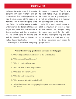John Muir - Science - Paired Texts - Fiction to Nonfiction John Muir - Science - Paired Texts - Fiction to Nonfiction