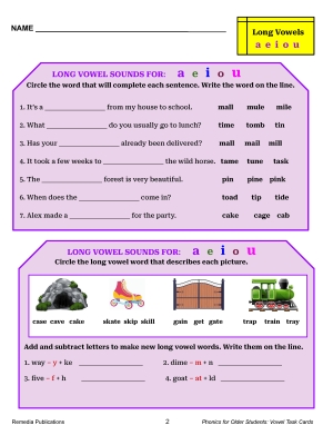 Science Of Reading Phonics for Older Students: Long Vowel Task Cards