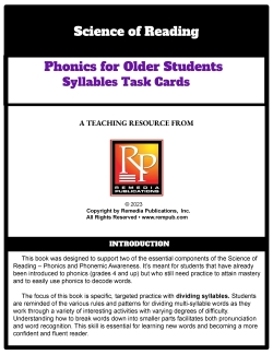 Science of Reading - Phonics for Older Students: Syllables Task Cards Science of Reading - Phonics for Older Students: Syllables Task Cards