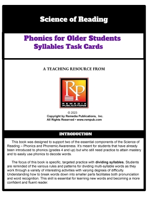 Science of Reading - Phonics for Older Students: Syllables Task Cards Science of Reading - Phonics for Older Students: Syllables Task Cards