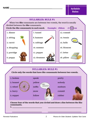 Science of Reading - Phonics for Older Students: Syllables Task Cards Science of Reading - Phonics for Older Students: Syllables Task Cards