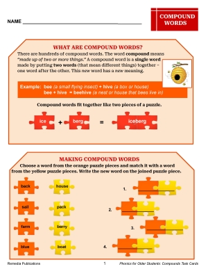 Science of Reading - Phonics for Older Students: Compounds Task Cards Science of Reading - Phonics for Older Students: Compounds Task Cards
