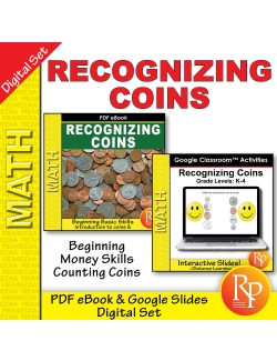 Recognizing Coins: PDF &amp; Google SET | Penny - Nickel - Dime - Quarter