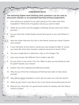 Daily American History - THE WAR OF 1812 Reading Comprehension & Writing Lessons Daily American History - THE WAR OF 1812 Reading Comprehension & Writing Lessons