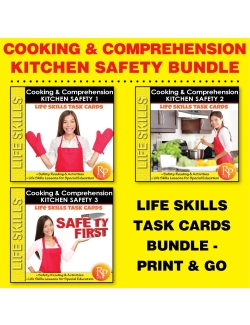 KITCHEN SAFETY BUNDLE: Cooking, Life Skills, Comprehension, Task Cards - Google Slides Set