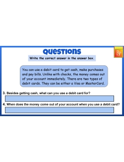 Bank Account Practice - Debit cards - Task Cards Bank Account Practice - Debit cards - Task Cards