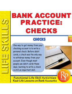 Bank Account Practice - Checks - Task Cards Bank Account Practice - Checks - Task Cards