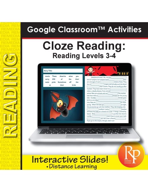 Cloze Reading & Comprehension for Google Classroom™ Rdg level 3-4
