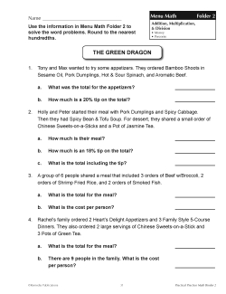 Practical Practice: Menu Math - Life Skills - Chapter Slice Practical Practice: Menu Math - Life Skills - Chapter Slice