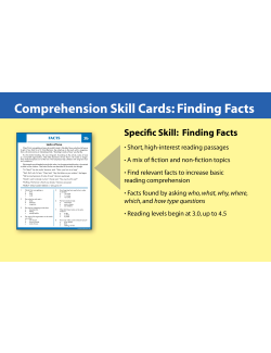 Comprehension Skill Cards - Finding Facts (RL 3.0-4.5) Comprehension Skill Cards - Finding Facts (RL 3.0-4.5)