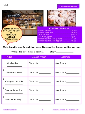 Consumer Percents - Mall Shopping: Discounts & Sales Tax Level 1 - Real World Activities Consumer Percents - Mall Shopping: Discounts & Sales Tax Level 1 - Real World Activities