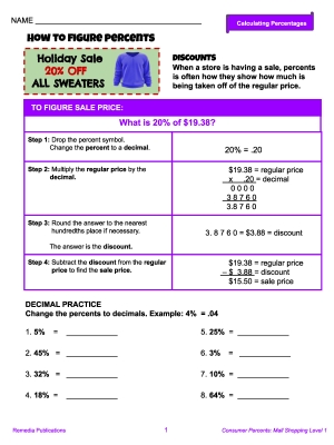 Consumer Percents: Mall Shopping - Level 1 - Discounts & Sales Tax Consumer Percents: Mall Shopping - Level 1 - Discounts & Sales Tax