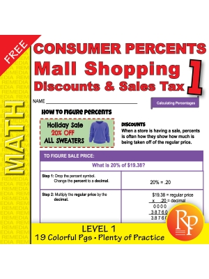 Consumer Percents: Mall Shopping - Level 1 - Discounts & Sales Tax Consumer Percents: Mall Shopping - Level 1 - Discounts & Sales Tax