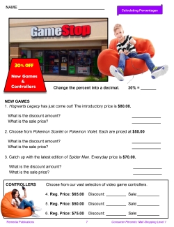 Consumer Percents - Mall Shopping: Discounts & Sales Tax - Levels 1 & 2 Consumer Percents - Mall Shopping: Discounts & Sales Tax - Levels 1 & 2