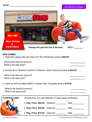 Consumer Percents - Mall Shopping: Discounts & Sales Tax - Levels 1 & 2 Consumer Percents - Mall Shopping: Discounts & Sales Tax - Levels 1 & 2