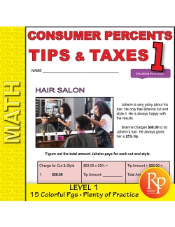 Consumer Percents: Tips &amp; Taxes Level 1