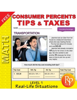 FREE Consumer Percents - Tips and Taxes 1: Math Word Problems FREE Consumer Percents - Tips and Taxes 1: Math Word Problems