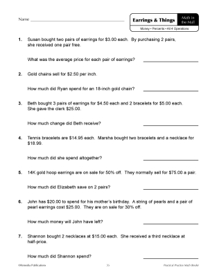 CONSUMER MATH IN THE MALL: 250 Real-Life Word Problems | Percents | Discounts CONSUMER MATH IN THE MALL: 250 Real-Life Word Problems | Percents | Discounts