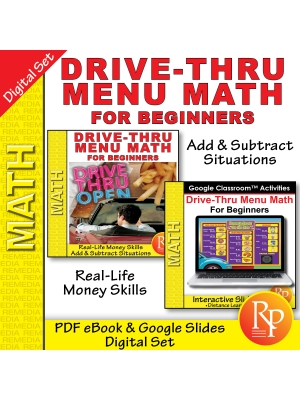 Life Skills Money - Drive Thru Menu Math: Add & Subtract - BUNDLE - PDF & Google Life Skills Money - Drive Thru Menu Math: Add & Subtract - BUNDLE - PDF & Google