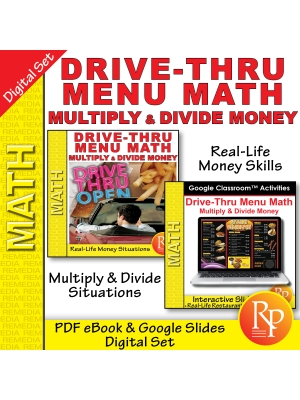 Drive Thru Menu Math: PDF & Google Bundle | Multiply & Divide | Life Skills Drive Thru Menu Math: PDF & Google Bundle | Multiply & Divide | Life Skills