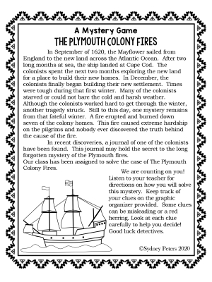 The Plymouth Colony Fires: A Mystery Game The Plymouth Colony Fires: A Mystery Game