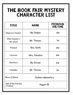 The Book Fair Mystery: An Editable Mystery Game The Book Fair Mystery: An Editable Mystery Game