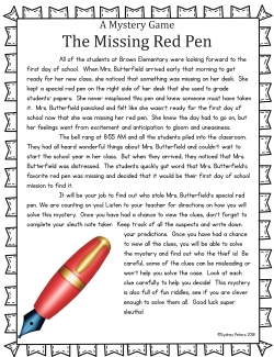 Back to School Mystery Game Back to School Mystery Game