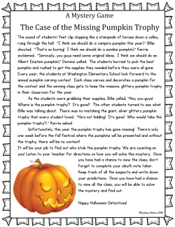Halloween Mystery Game: Missing Pumpkin Trophy Halloween Mystery Game: Missing Pumpkin Trophy