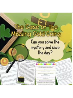 The Case of the Missing Gold Coins: St Patricks Day Mystery Game The Case of the Missing Gold Coins: St Patricks Day Mystery Game