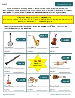 Consumer Percents: Calculating Discounts - Level 2