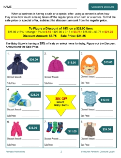 Consumer Percents: Calculating Discounts Set - Levels 1 &amp; 2