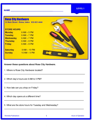 FREE Daily Life Skills 1: Reading & Understanding Signs & Hours Of Operation FREE Daily Life Skills 1: Reading & Understanding Signs & Hours Of Operation
