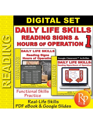 Daily Life Skills 1: GOOGLE & PDF - Understanding Signs & Hours Of Operation Daily Life Skills 1: GOOGLE & PDF - Understanding Signs & Hours Of Operation