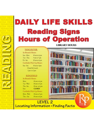 Daily Life Skills: Level 2 - Reading & Understanding Signs & Hours Of Operation Daily Life Skills: Level 2 - Reading & Understanding Signs & Hours Of Operation