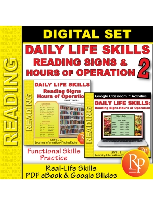 Daily Life Skills 2: GOOGLE & PDF - Understanding Signs & Hours Of Operation Daily Life Skills 2: GOOGLE & PDF - Understanding Signs & Hours Of Operation