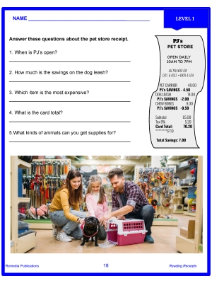 Reading Receipts Level 1 SET Reading Receipts Level 1 SET