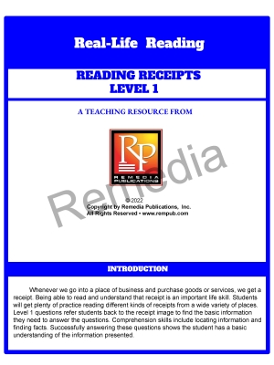 FREE! Reading Receipts: Real World - Daily Life Skills - Activities FREE! Reading Receipts: Real World - Daily Life Skills - Activities