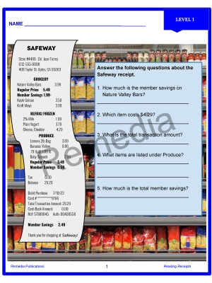 FREE! Reading Receipts: Real World - Daily Life Skills - Activities FREE! Reading Receipts: Real World - Daily Life Skills - Activities