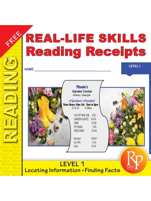 FREE! Reading Receipts: Real World - Daily Life Skills - Activities FREE! Reading Receipts: Real World - Daily Life Skills - Activities