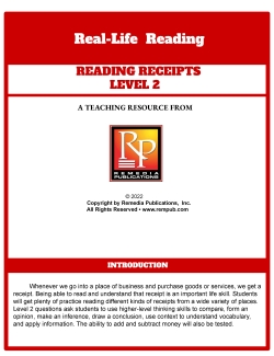 Reading Receipts Level 2: Real-Life Reading