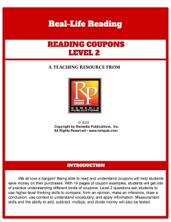 Reading Coupons Level 2: Functional Life Skills - Comprehension Activities