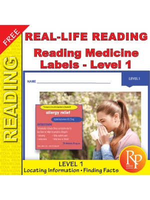 FREE! Reading Medicine Labels Level 1: Life Skills - Comprehension Activities FREE! Reading Medicine Labels Level 1: Life Skills - Comprehension Activities