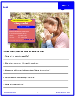 Reading Medicine Labels Level 1 - Print & Google: Life Skills | Comprehension Reading Medicine Labels Level 1 - Print & Google: Life Skills | Comprehension