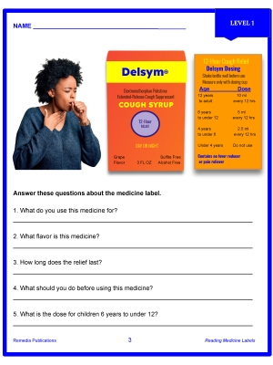 Reading Medicine Labels Level 1 - Print & Google: Life Skills | Comprehension Reading Medicine Labels Level 1 - Print & Google: Life Skills | Comprehension