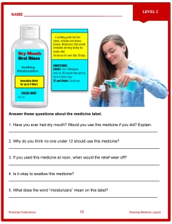 Reading Medicine Labels Level 2: Life Skills - Comprehension & Critical Thinking Reading Medicine Labels Level 2: Life Skills - Comprehension & Critical Thinking