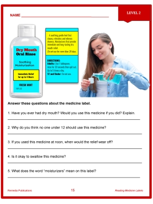 Reading Medicine Labels Level 2 - PDF & Google: Life Skills | Comprehension Reading Medicine Labels Level 2 - PDF & Google: Life Skills | Comprehension