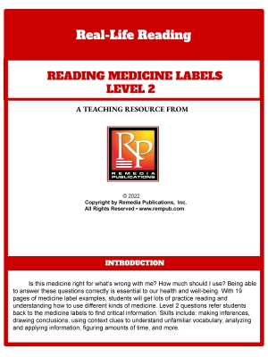 Reading Medicine Labels PDF Set: Everyday Life Skills - Comprehension Activities Reading Medicine Labels PDF Set: Everyday Life Skills - Comprehension Activities