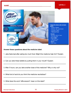 Reading Medicine Labels PDF Set: Everyday Life Skills - Comprehension Activities Reading Medicine Labels PDF Set: Everyday Life Skills - Comprehension Activities