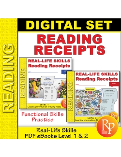READING RECEIPTS PDF Set - Levels 1 &amp; 2: Real-Life Skills